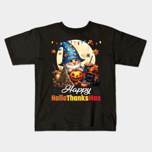 Gnomes Lover Halloween Merry Christmas Happy Hallothanksmas Kids T-Shirt